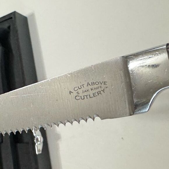 Steak Knives Full Tang w/box by A Cut Above Cutlery - Stainless Steel Serrated - Picture 7 of 8